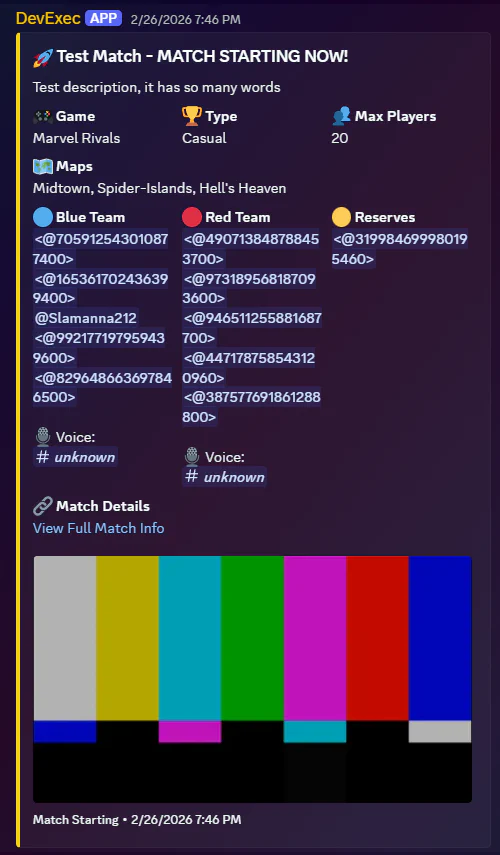 Discord Match Starting Announcement