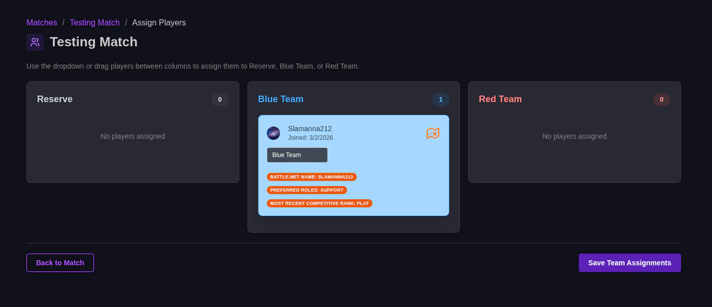 Assigning Match Commander