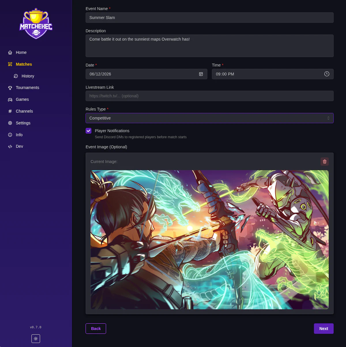 MatchExec Match Details Form