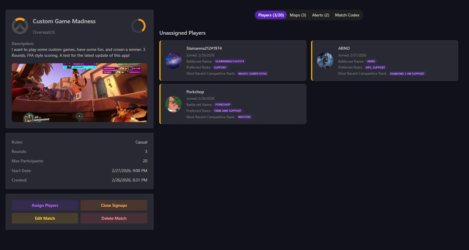 Match Details Page Initial Load
