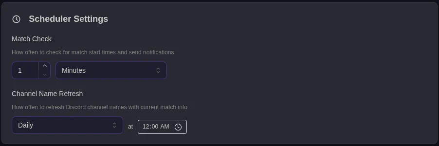 Scheduler Settings