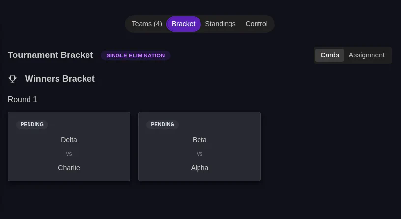 Tournament Details Page Bracket Tab